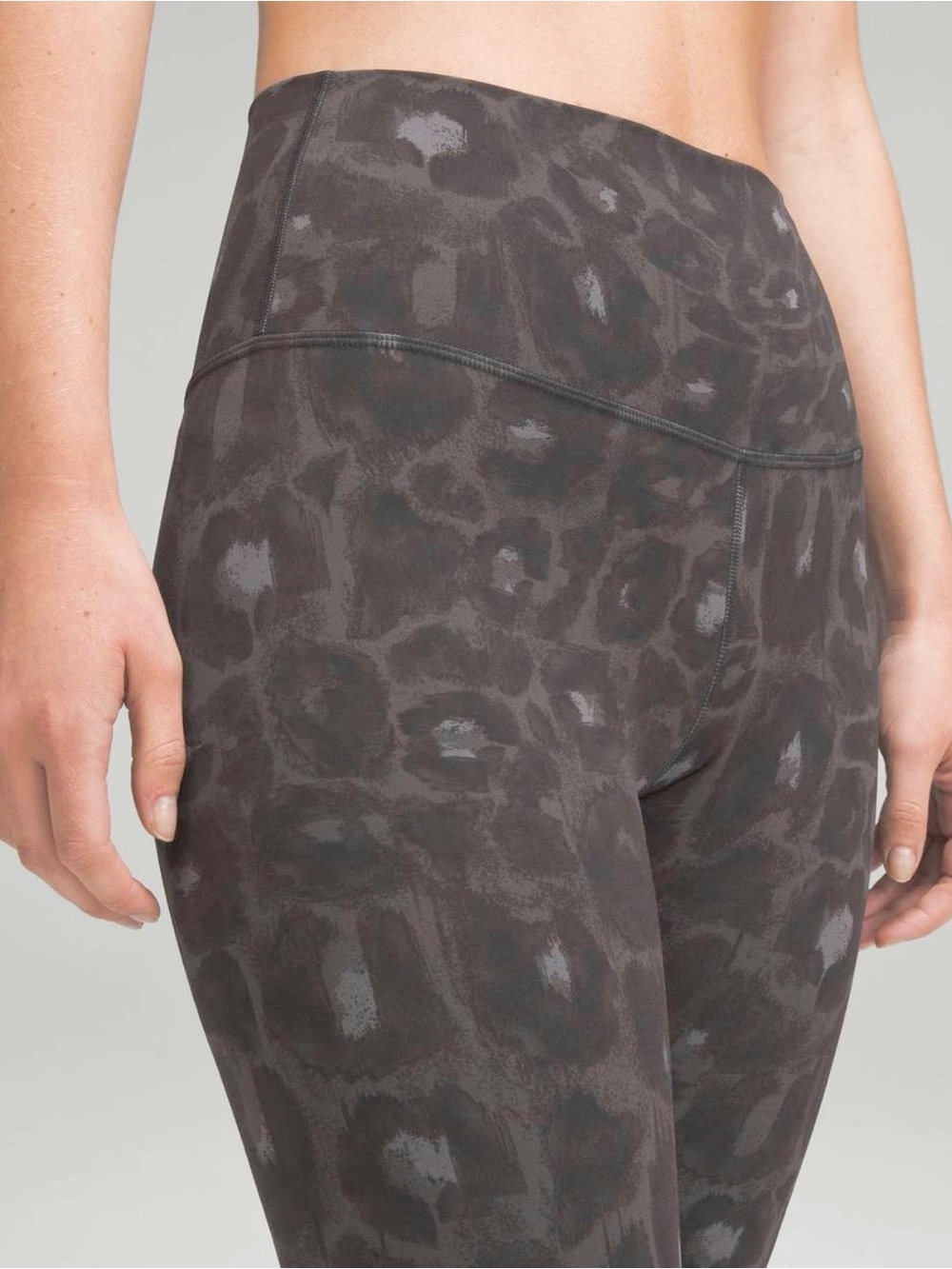 Lululemon Size 8/M Charcoal Gray Leopard Animal Print Leggings